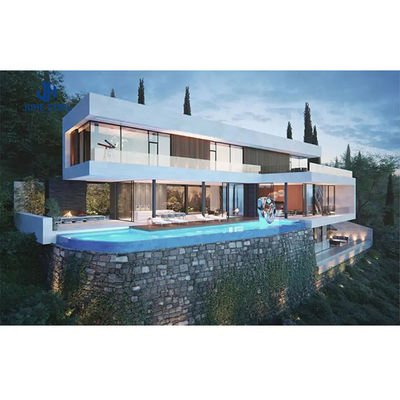فيلا جاهزة مع أرضيات من البلاط السيراميكي فندق تصميم حديث هيكل فولاذي خفيف الوزن