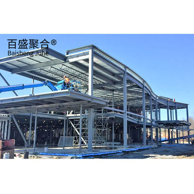 Q235Q345 الفولاذ منخفض الكربون قاعة رياضية ذات بنية فولاذية من طابقين مع تصميم رسم CAD
