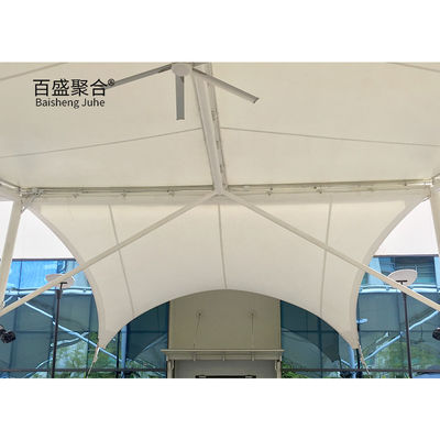 0.065mm نسيج خيمة ظل هيكل مظلة الشمس PVDF PTFE موقف السيارات هيكل غشاء التوتر