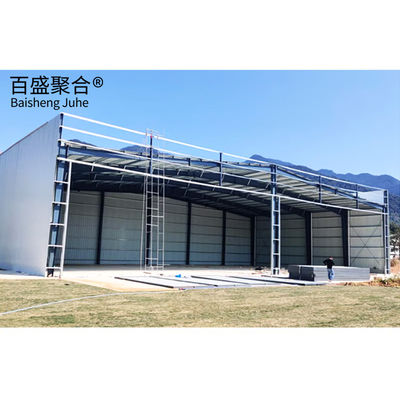 Steel Frame Commercial Building Metal Carports PVC Hangar For Heavy Duty Storage أجزاء من المباني المعدنية